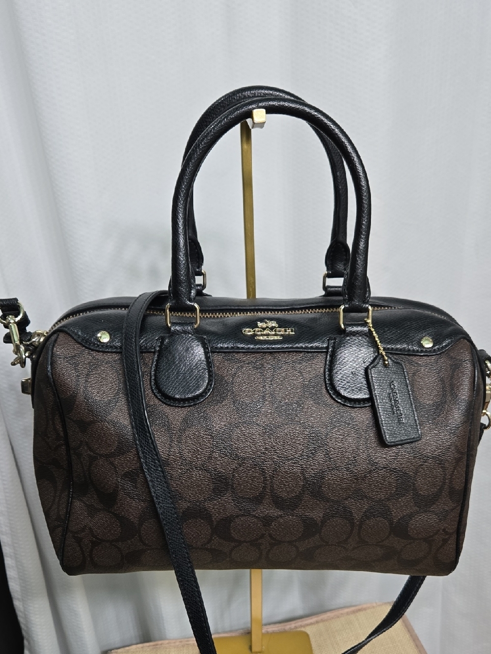 Coach Signature Mini Bennett Satchel in Black & Brown